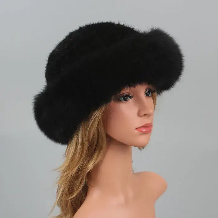 Chapeau d'hiver en fourrure véritable pour femme, bonnets en fourrure de vison naturel, bonnets en f