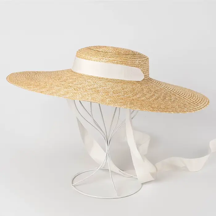 Chapeau de bateau à large bord 19cm 15cm 10cm chapeau de paille à bord plat femmes été Kentucky Derb