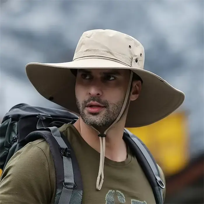 Chapeau de pêche anti-UV à large bord de 12 cm, pliable, pour hommes et femmes, idéal pour les sorti