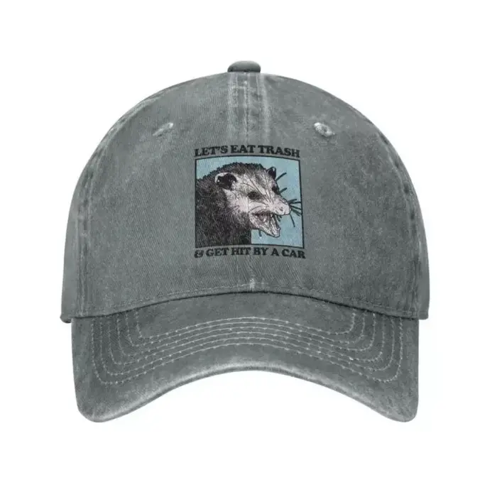Eat Trash Get Hit By A Car Casquette de baseball Hip Hop Femmes Hommes Réglable Possum Amoureux Papa Chapeau Style