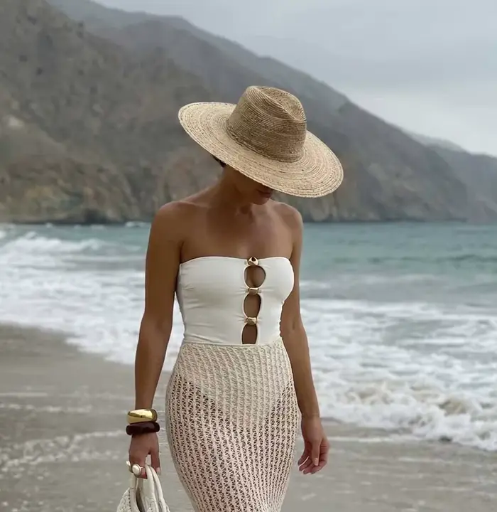 Chapeau Fedora en paille de feuilles de palmier