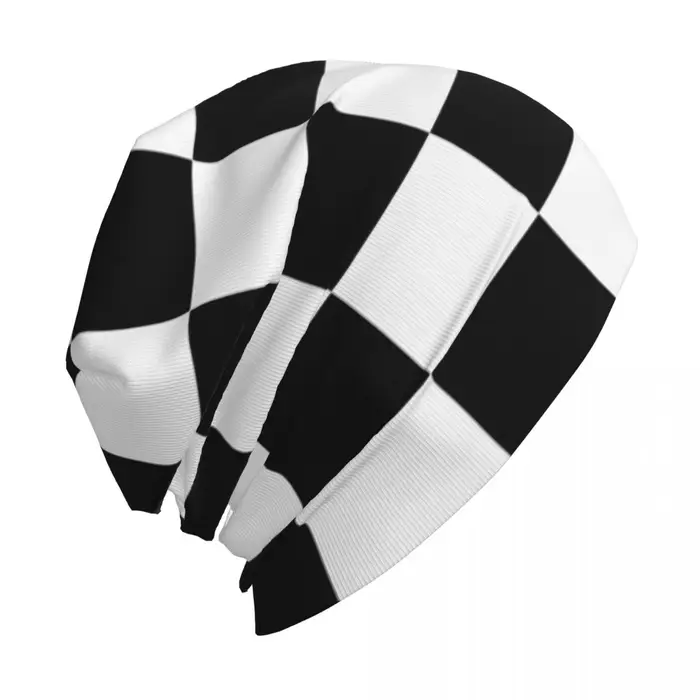 Chapeau à carreaux noir et blanc unisexe pour homme et femme, bonnet tricoté original pour toutes les saisons et styles décontractés