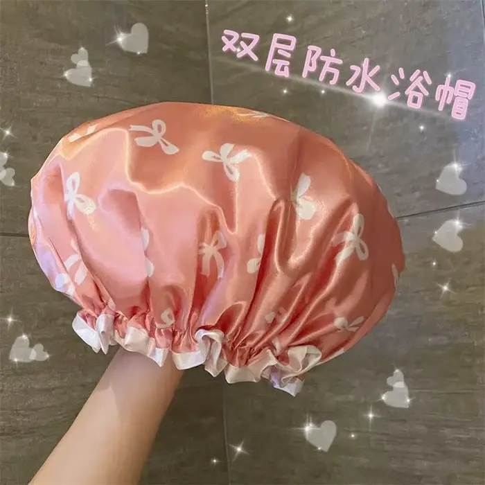 1 bonnet de douche double couche imperméable réutilisable imprimé pour femmes, idéal pour le spa, le
