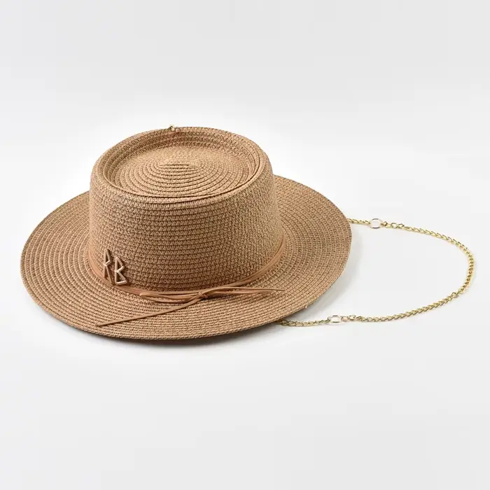 Chapeau de paille Bauhinia élégant pour femmes, protection solaire, style formel et plage, idéal pour fêtes et voyages
