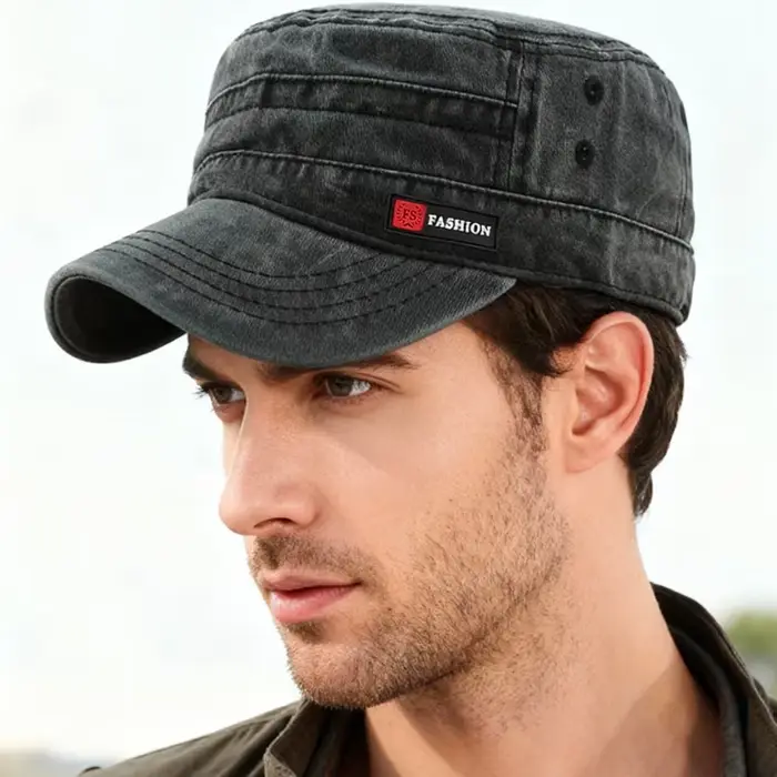 Casquette plate décontractée en coton délavé, ajustable, style pêcheur, pour hommes et femmes, casqu