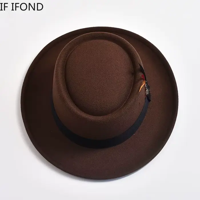 Chapeau vintage en feutre à bord roulé pour homme