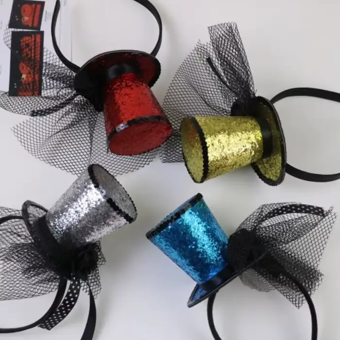 49mf voile haut chapeau fascinateurs Hair Hoop Tea Hat pour filles enfants vintage Pillbox Hat à thé