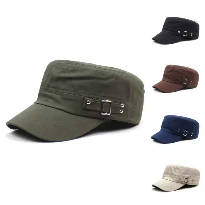 Casquette plate délavée en polyester protection solaire chapeau militaire pour hommes et femmes occasions décontractées été automne