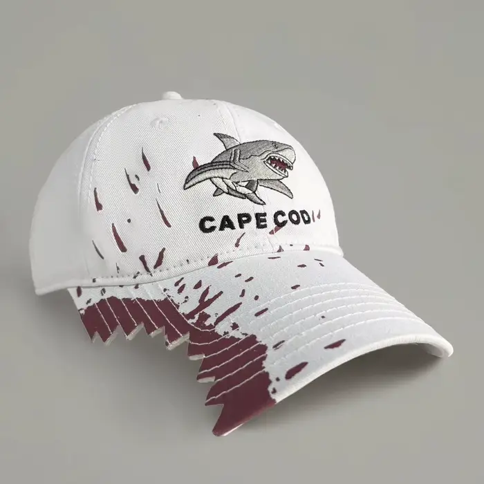 Casquette de baseball streetwear avec broderie requin, en coton délavé rétro, style Dad Hat, visière