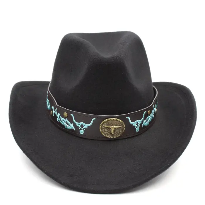 Chapeau de cowboy avec large ceinture pour femmes et hommes, accessoire de costume d'Halloween, thèm