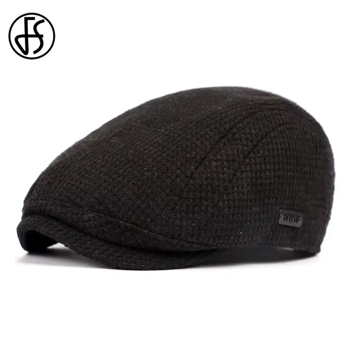 FS – béret plat pour hommes et femmes, casquette de journal doux, noir, Gastby Ivy, chapeaux tricoté