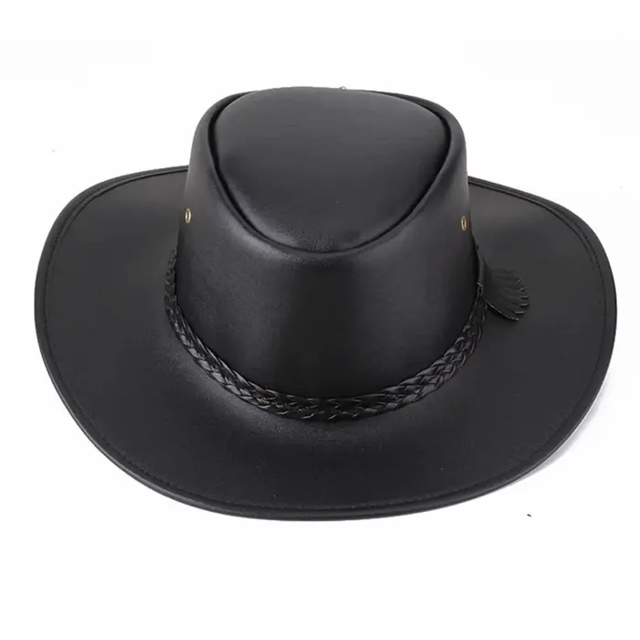 Combhasaki Chapeaux de cow-girl occidental pour hommes avec ficelle réglable en cuir artificiel à la