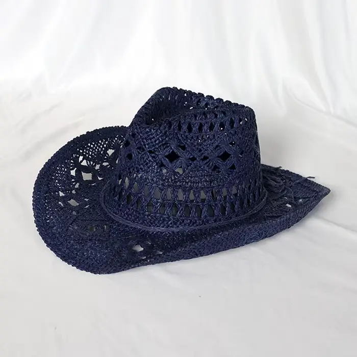 Chapeaux de cowboy d'été, chapeau de paille bohème à coquillages, chapeau de soleil occidental à lar