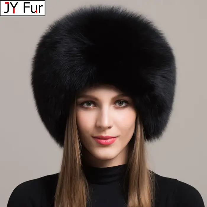 Offre spéciale 100% naturel fourrure de renard chapeau femmes casquette épaisse