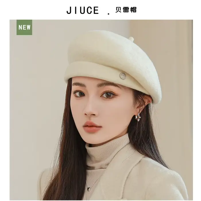 Béret chapeau femmes automne hiver lumière luxe laine mélange montrer visage petit peintre de mode c