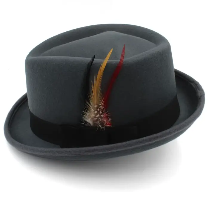 Losange couronne trilby chapeaux pour hommes classique plume