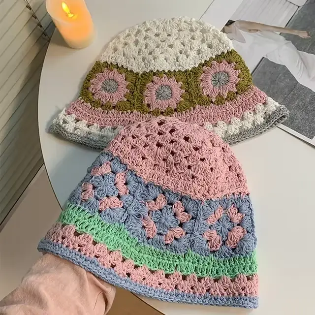 Chapeaux faits à la main au crochet pour femmes, chapeau de bassin creux, casquette Skullies pour da