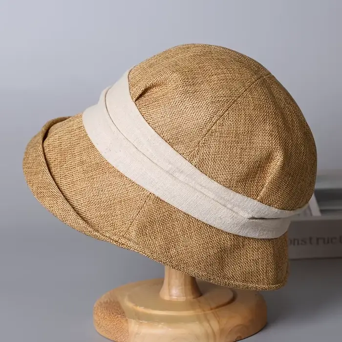 Chapeau Bob Vintage en Lin Style Français à Bord Court pour Femme – Léger