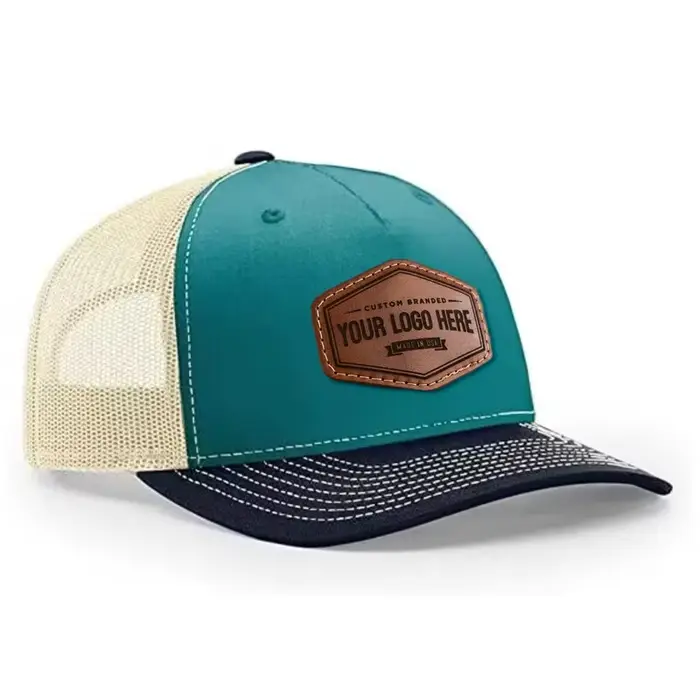 Casquette de camionneur personnalisée en patch de cuir, multifonction, réglable, pour adultes, quatre saisons, style sport, décontracté, broderie élégante, ajustement parfait, variété de couleurs