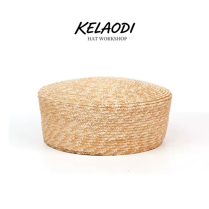 Chapeau de paille naturel style Ins Blogger, béret plat pour femme, chapeau de soleil tissé à la mai