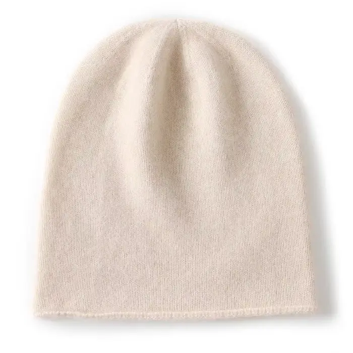 Couleur unie cachemire tricoté bonnet chapeau hiver unisexe 35% cachemire chapeaux en plein air déco