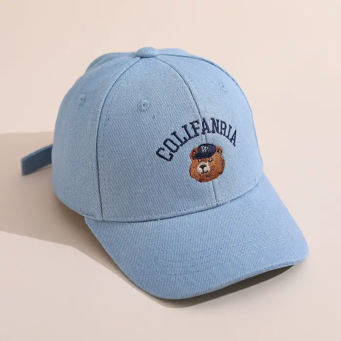 Casquette de baseball pour enfants 52 cm, 2-6 ans, avec broderie d'ours mignon, pour filles et garço