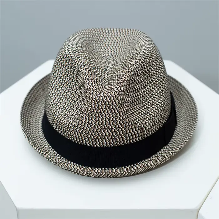 Chapeau de paille d'été pour homme, style britannique Trilby, Fedora, respirant, pour la plage, chap