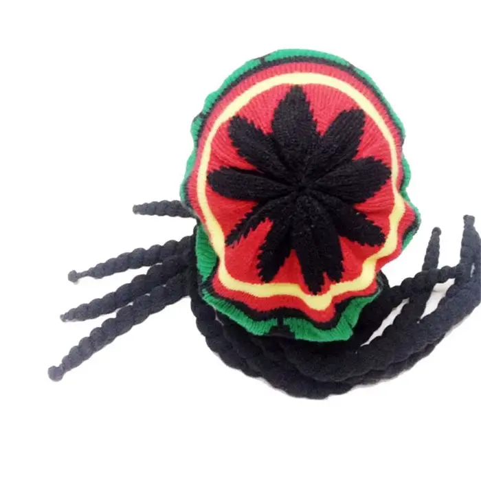 Nouveau unisexe tricoté tresse chapeau jamaïcain Bob Rasta bonnet chapeaux Hip Hop casquette dreadlocks perruque Bob
