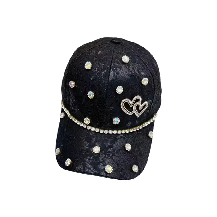 Casquette de Baseball en forme de cœur en strass pour femmes et filles, chapeau à profil bas en dent