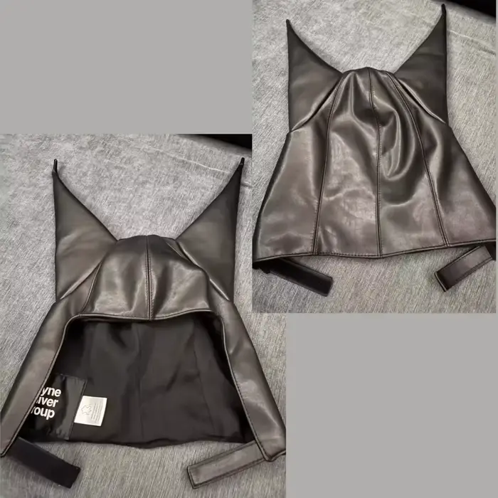 Casquette Hip Hop Y2K à boucle haute diable, chapeau tendance gothique Punk longues oreilles en cuir