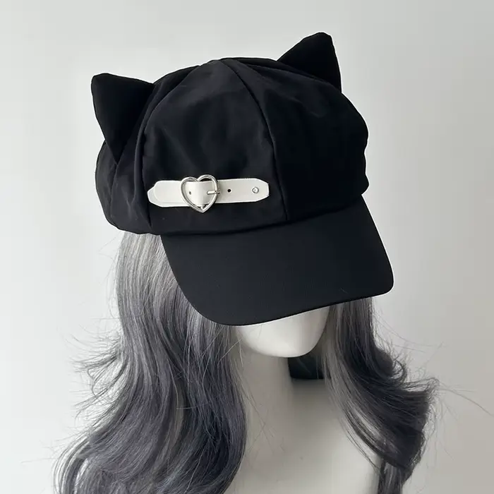Béret gothique Lolita avec oreilles de chat pour femmes, Harajuku, Y2K, Steampunk, Punk, fermeture é