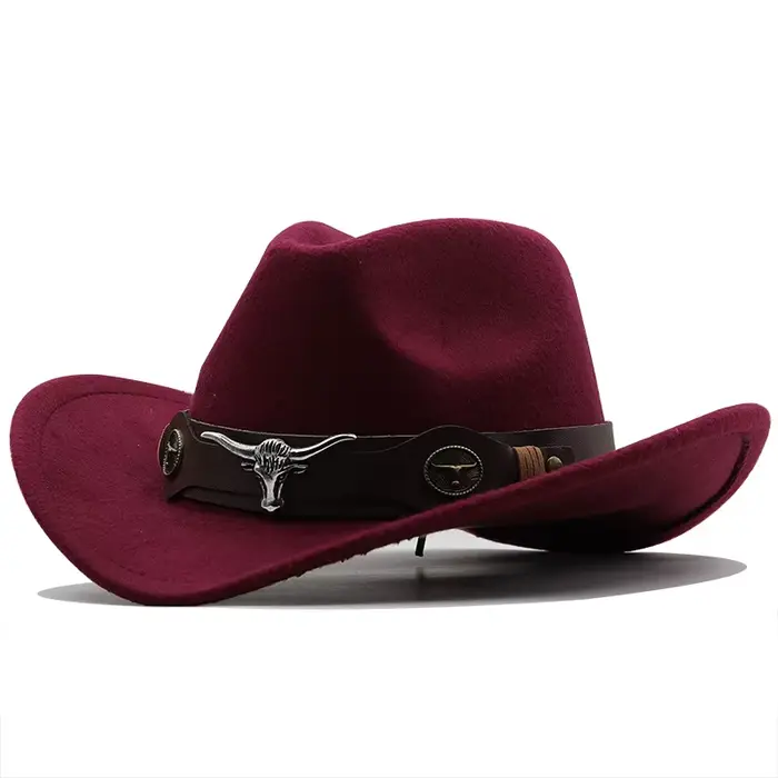 Nouveau chapeau de Cowboy occidental à bord roulé casquette de Cowgirl Cowboy Jazz Fedora chapeaux c