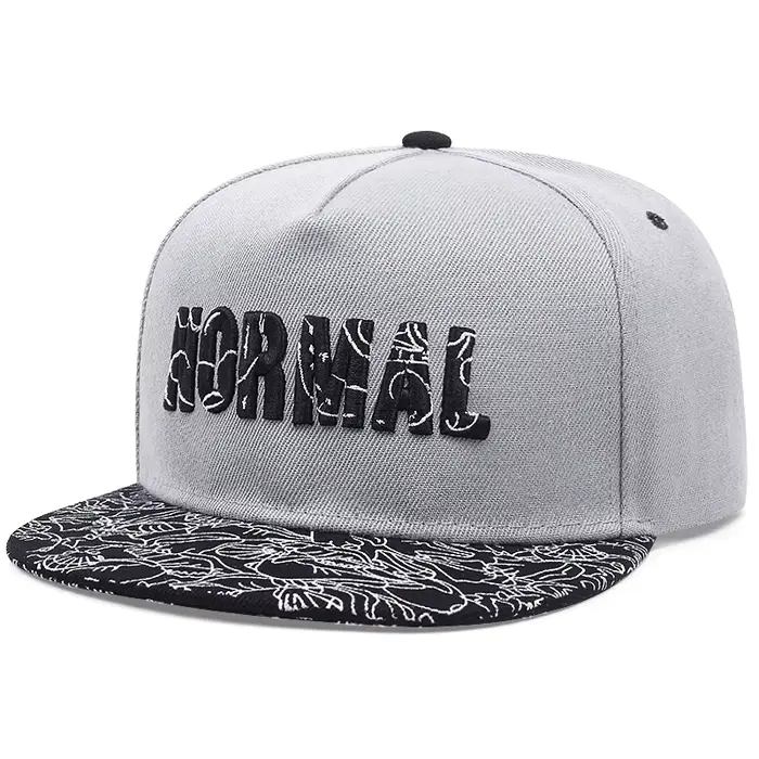 Chapeau à bord plat à motif brodé NORMAL tendance