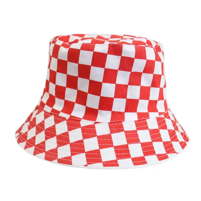Chapeau de pêcheur à carreaux noir et blanc