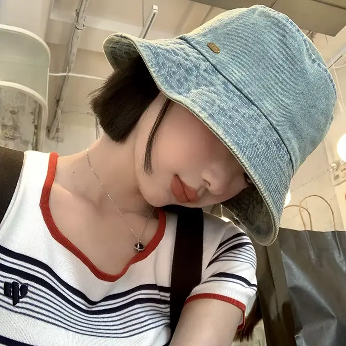 Chapeaux en denim vintage pour femmes et hommes, casquette de bassin rétro japonaise à grande tête m
