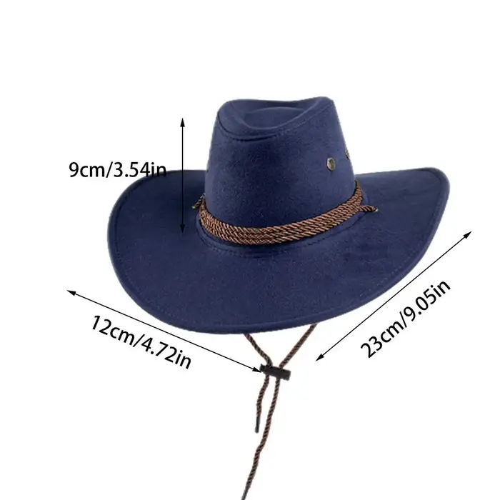 Chapeau de Cowboy Western Vintage pour Homme, Casquettes à Large Bord, Gentleman Lady Jazz Cowgirl, 