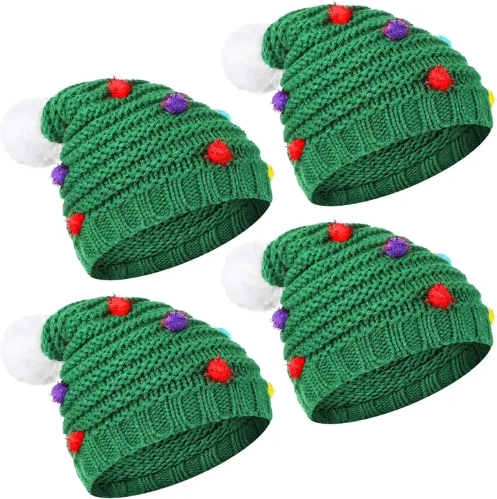 Chapeaux de Noël 4 pièces pour hommes et femmes – Casquette de vacances unisexe drôle – Taille uniqu