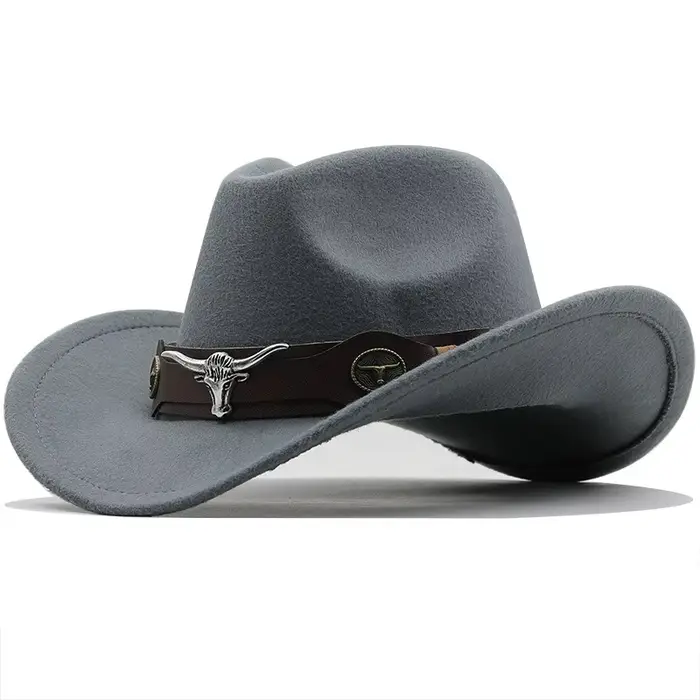 Chapeau de cowboy occidental pour femmes et hommes, chapeau de cow-girl Fedora en feutre enroulé ave