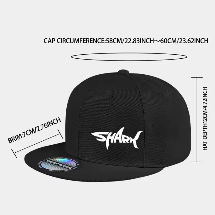 Casquette à visière plate imprimé lettre requin polyester taille réglable style streetwear hip hop sport et loisirs
