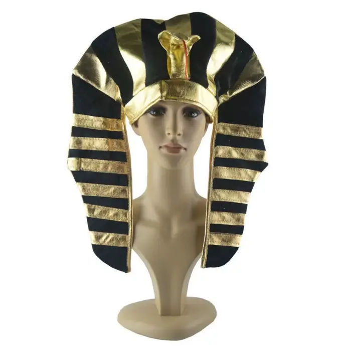 Chapeau de pharaon en flanelle composite avec motif tête de serpent pour costume de rôle et mascarades historiques