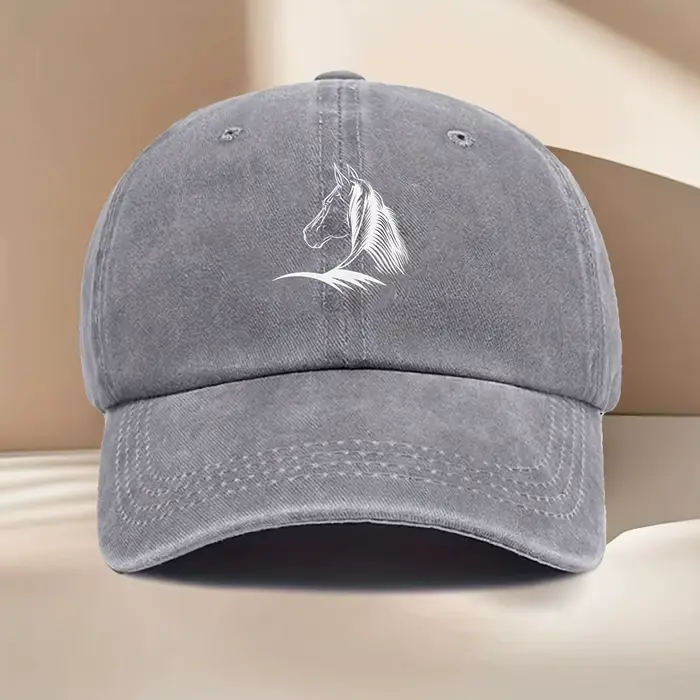 Casquette de Baseball imprimée cheval pour femmes, 1 pièce, Design tête de cheval élégant, tissu Tex