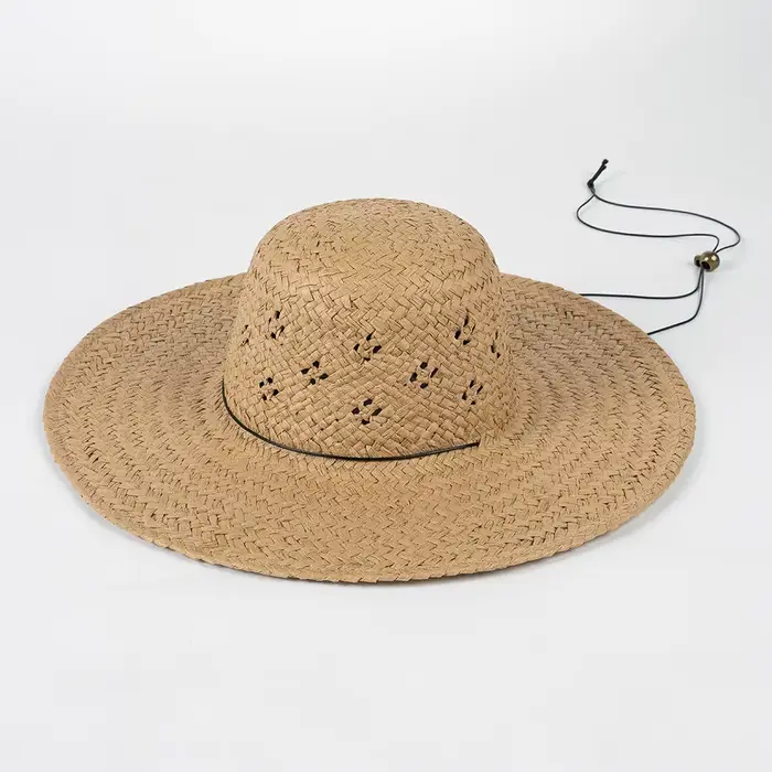 Chapeau de paille coréen tricoté à la main avec motif ajouré pour parents et enfants – Indispensable