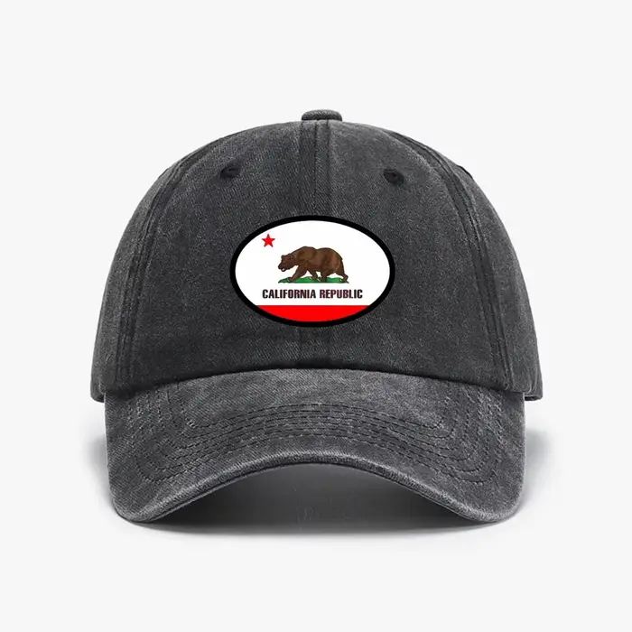 Casquette de baseball unisexe avec drapeau de la République de Californie, effet vieilli et délavé, 