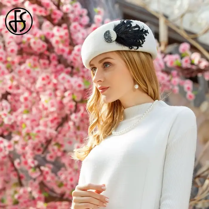 Chapeaux de béret français en laine élastique pour femmes
