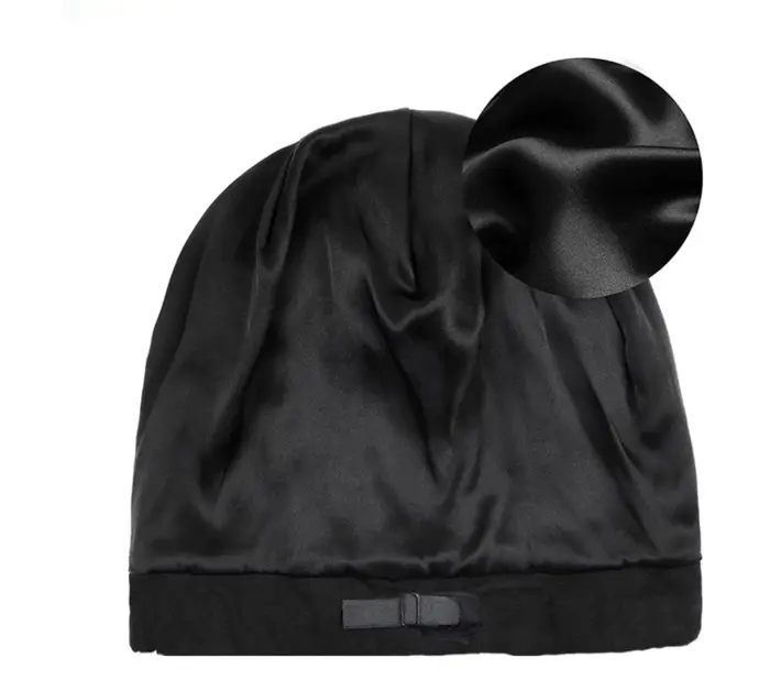 Bonnet de nuit en coton de bambou élastique doublé de satin pour hommes et femmes