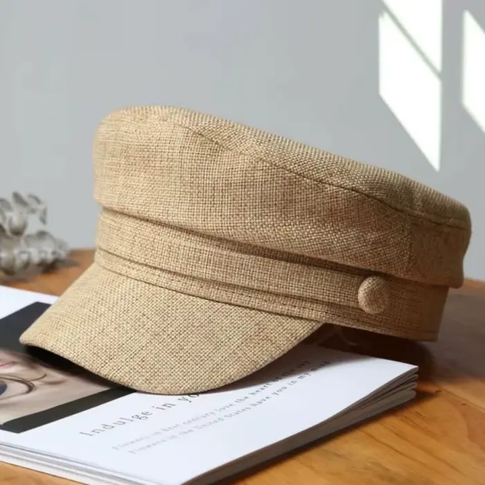 Chapeau d'été pour femme style rétro britannique couleur unie respirant casquette plate newsboy chapeau de soleil décontracté casquette militaire béret occassions estivales