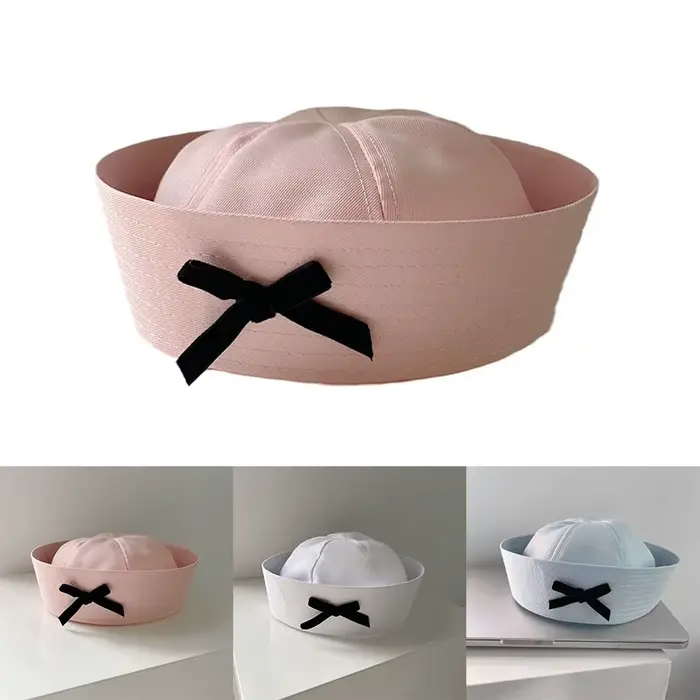 Chapeau de marin bleu marine avec nœud papillon pour femmes protection UV mode décontractée été occasions spéciales