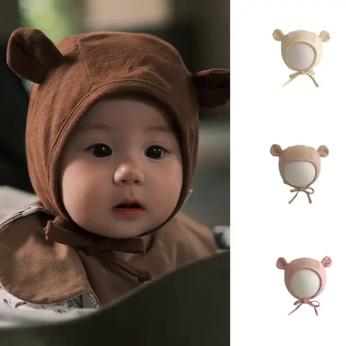 Chapeau d'ours mignon en coton tricoté pour bébé unisexe toutes saisons occasions spéciales photos de nouveau-né