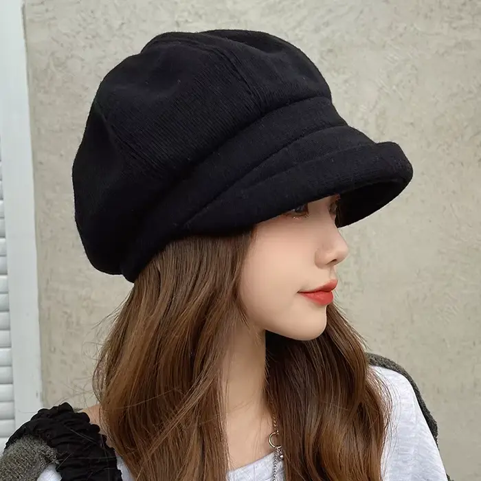 Chapeau octogonal incurvé en laine de style rétro britannique pour femmes, béret décontracté polyval