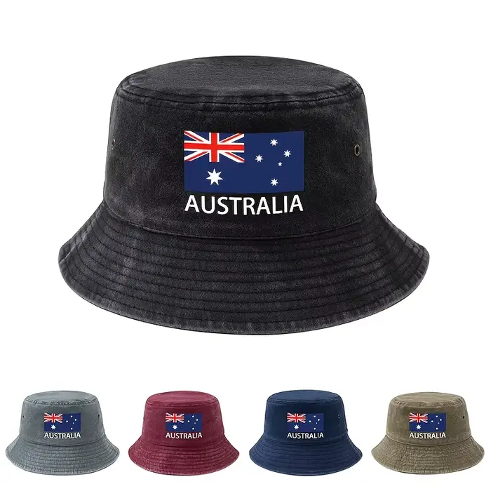 Chapeau Bob Imprimé Drapeau Australien Accessoire Mode Polyvalent Pour Hommes Femmes Occasions Décontractées Sportives